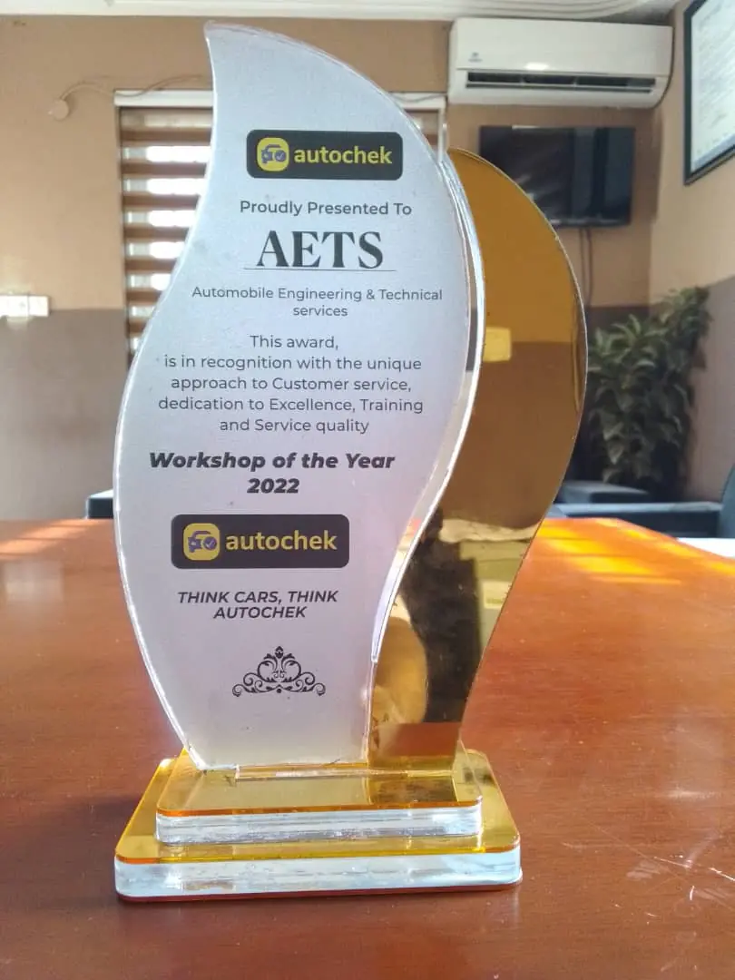 Autochek Workshop of the Year 2022 trophy
